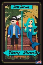 PIRATE MERMAID BATHROOM! 8"X12" METAL SIGN TIKI BAR POOL HOT TUB BEACH DECOR