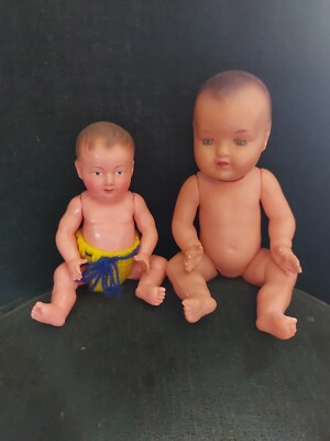 2 Bébés Petitcollin Tête Aigle 20 – Yeux Peints – Fabriqué En France – Occasion