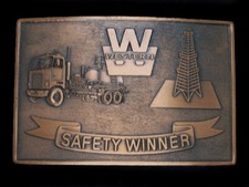 UA07164 NOS VINTAGE 1970s  WESTERN  OILFIELD BRASSTONE BELT BUCKLE