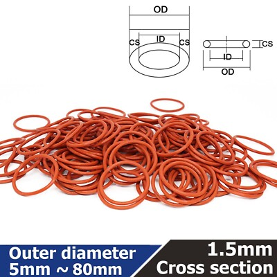 #ad #ad O ring 5 80mm OD X 1.5mm CS Metric Silicone Seal O Rings O Rings Food Grade 200℃ $253.78