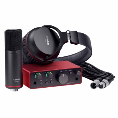 Focusrite Scarlett Solo Studio 4th Gen Audio Recording Interface w Mic & Head...