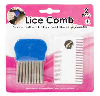 2 Head Lice Comb Fine Tooth Metal Detection Remove Hair Nit Eggs ...