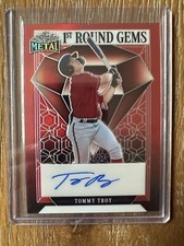 2023 Leaf Metal Baseball - Tommy Troy - 1st Round Gems Red Pulsar Auto /3