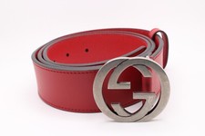 GUCCI Mens Size 95-38 US Size 34 Red 546389 Celeria Interlocking G Belt