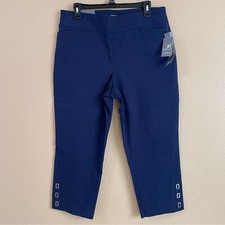 JM Collection New Large Blue Pull On Comfort Waistband Summer Shine Capri Pant