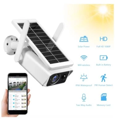 ESTERNA TELECAMERA Solare per Esterni senza Fili Compatibile con iOS/Android WiFi ICSEE