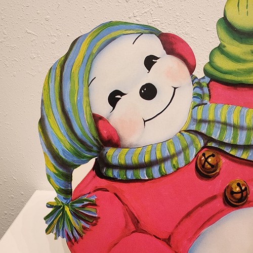 Vintage Weihnachten gestanzt Dennison USA Schneemann Schlitten Dekoration 14 x 14" - Bild 2 von 9