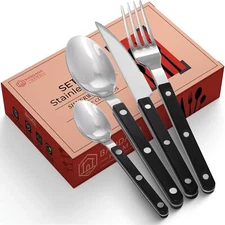 Stainless steel Silverware set black, 20-piece, Black flatware set, Silverwar...