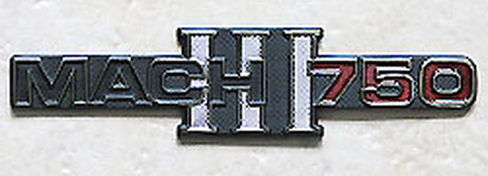 Sigle H2 haut de gamme pour carrosserie KAWASAKI MACH III 750 finition métal brossé