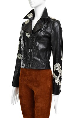 ☆galliano☆ライダース 古着 ヴィンテージ イタリア製 メンズ バイカー JOHN GALLIANO Vintage Leather Biker Jacket Lace Floral