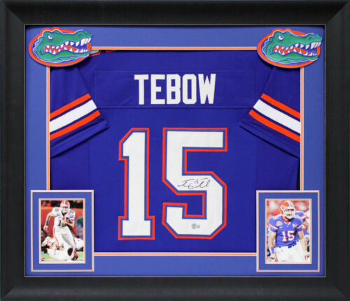 Florida Tim Tebow Authentic Signed Blue Pro Style Framed Jersey BAS Witnessed - Afbeelding 1 van 1