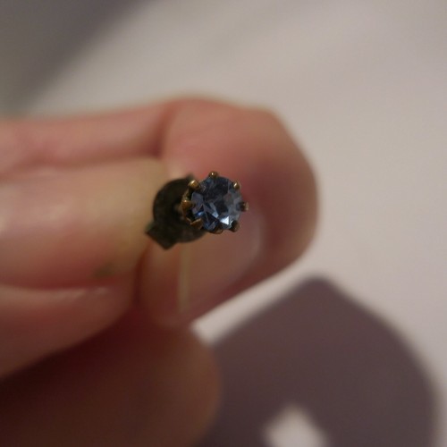 Boucle oreille plaquée argent saphir bleu bijou fleur tulipe joaillerie N4526 - Imagen 8 de 12