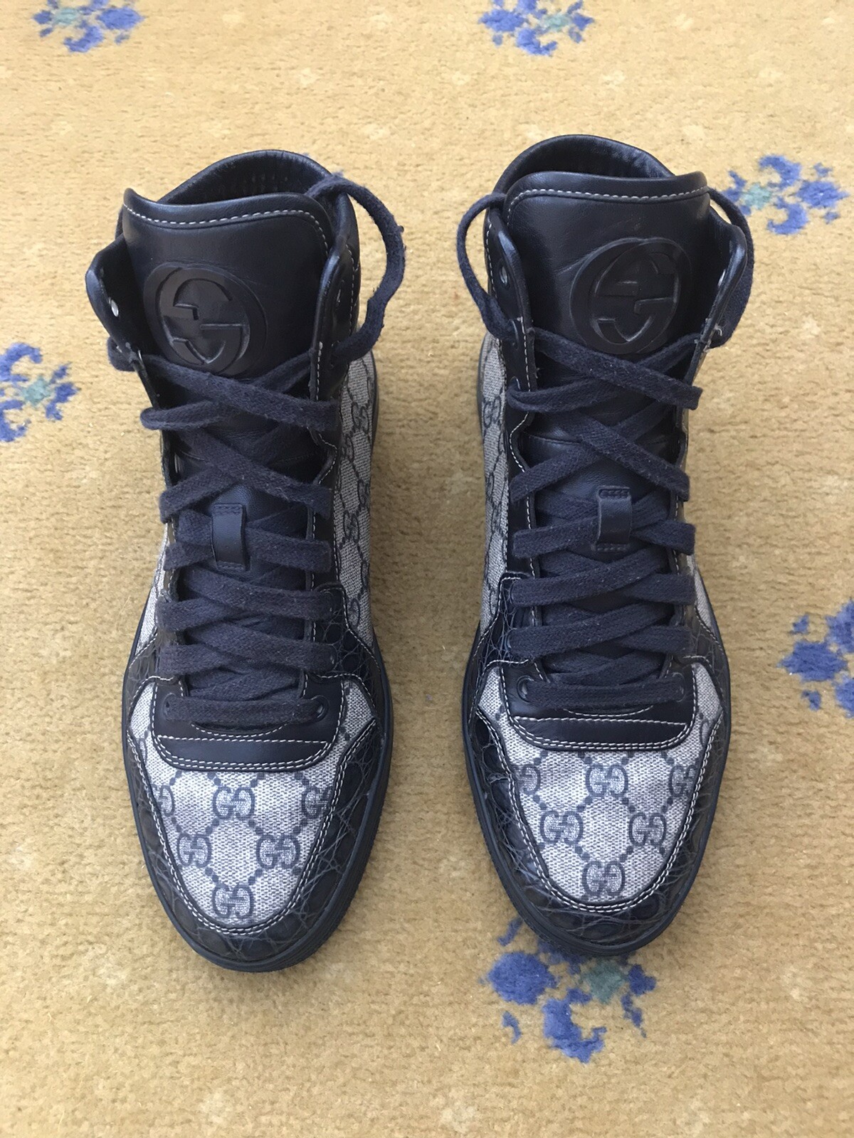 Gucci Trainers Sneaker Shoes High Top Croc Canvas Monogram Mens UK 6 US 7 EU 40 thumbnail 12