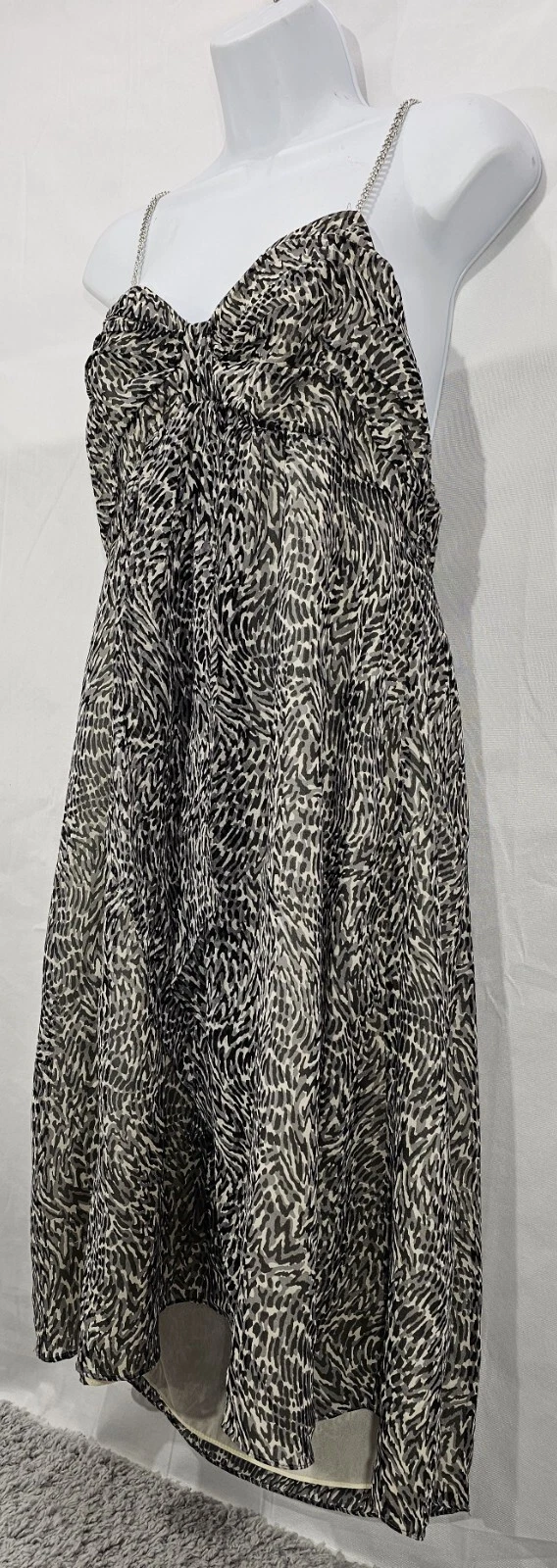 Abito donna Michael Kors seta babydoll chiffon nero taglia XL fata scura anni 90 Y2K