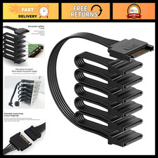 6-Way SATA Power Splitter Cable, 15 Pin Connector for HDD SSD Optical Drives, Bl