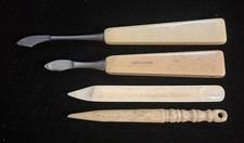 VTG French Ivory Celluloid Manicure-vanity Tool 4 Piece Set One Marked 