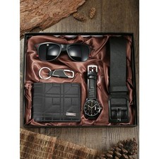 Men's Watch Gift Set Luxury Watch Belt Sunglasses Key Ring Wallet Box Gift Ideas
