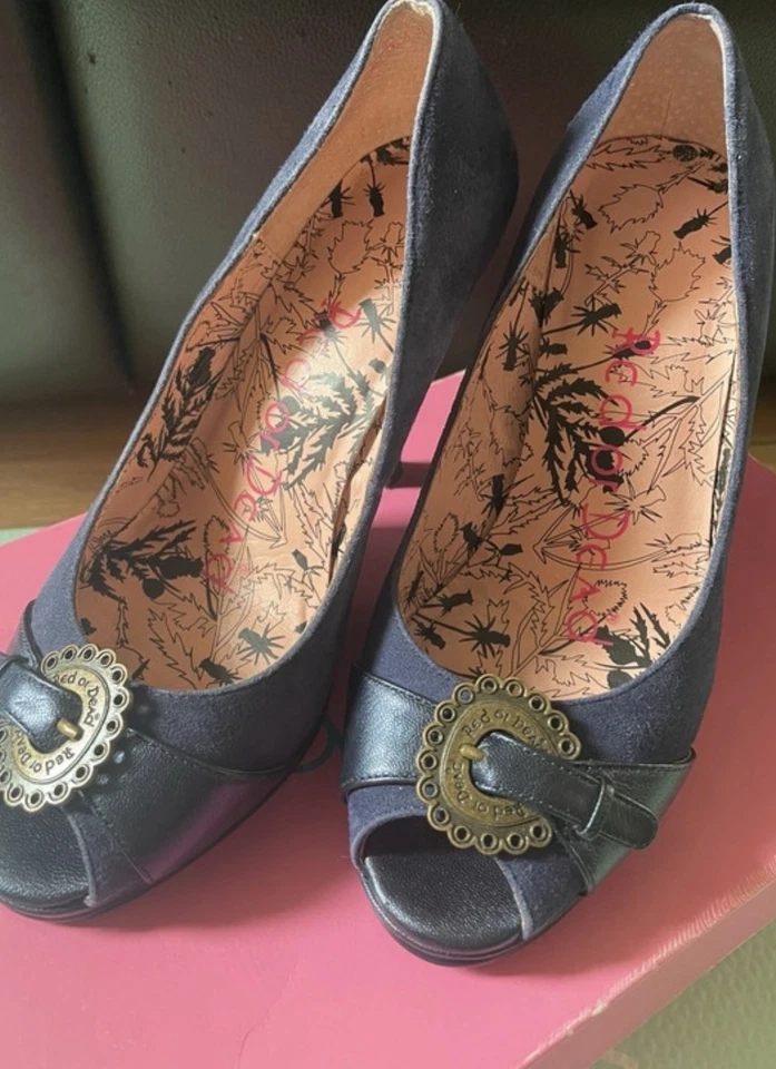 Gorgeous alternative style Red or Dead Navy Blue High Heels size 4 hardly worn. - Image 2 of 4