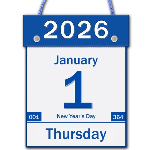 2026 Daily Wall Calendar, Page per Day with Large Print Dates, 365 Day ...