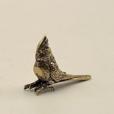 BG1-Brass Cockatiel Miniature Parrot Bird Figurine Tea Pet Tropical Trinket
