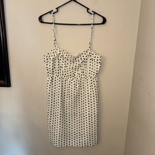 J. Crew Women’s S Ivory Black Polka Dot Adjustable Strap Ruffled Short Dress