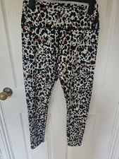 Sage Collective Women’s Black / Brown Animal Print Gym Leggings Size L