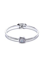 Image of Guess Silver Crystal Hinged Bangle Bracelet