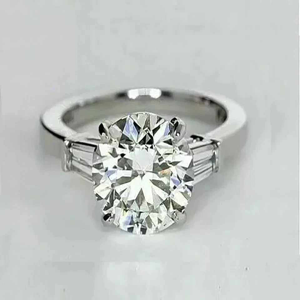 3.50 Ct Round White Lab Grown Diamond Solitaire Engagement Ring 10k White Gold - Image 4 of 4