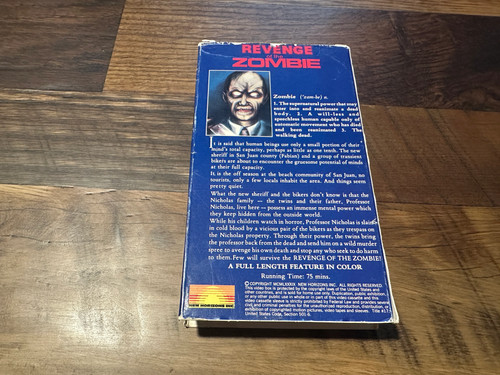 Revenge Of The Zombie 1981 VHS-New Horizons Inc.-80’s Classic Horror- - Picture 2 of 2