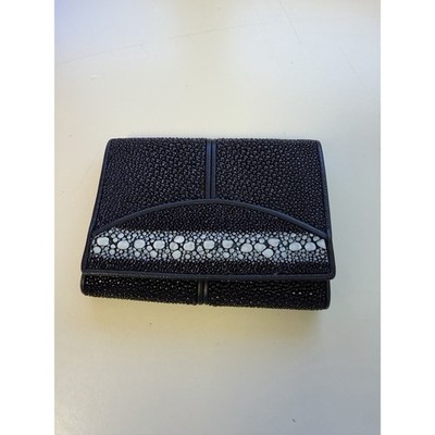 Makai Stingray Leather Wallet Black Metallic Pearlescent Mini