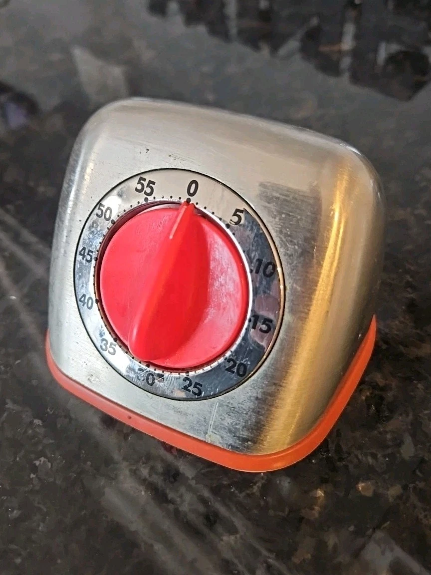 Martha Stewart Collection Timer for Kitchen -60 Min. Retro Stainless Steel Red