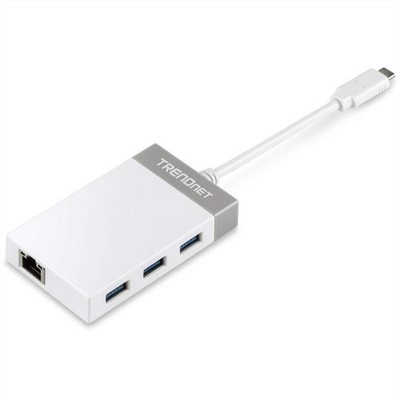 TrendNet Hub USB-C zu Gigabit Adapter + USB 3.0 Hub 3x Notebook 1000 Mbit