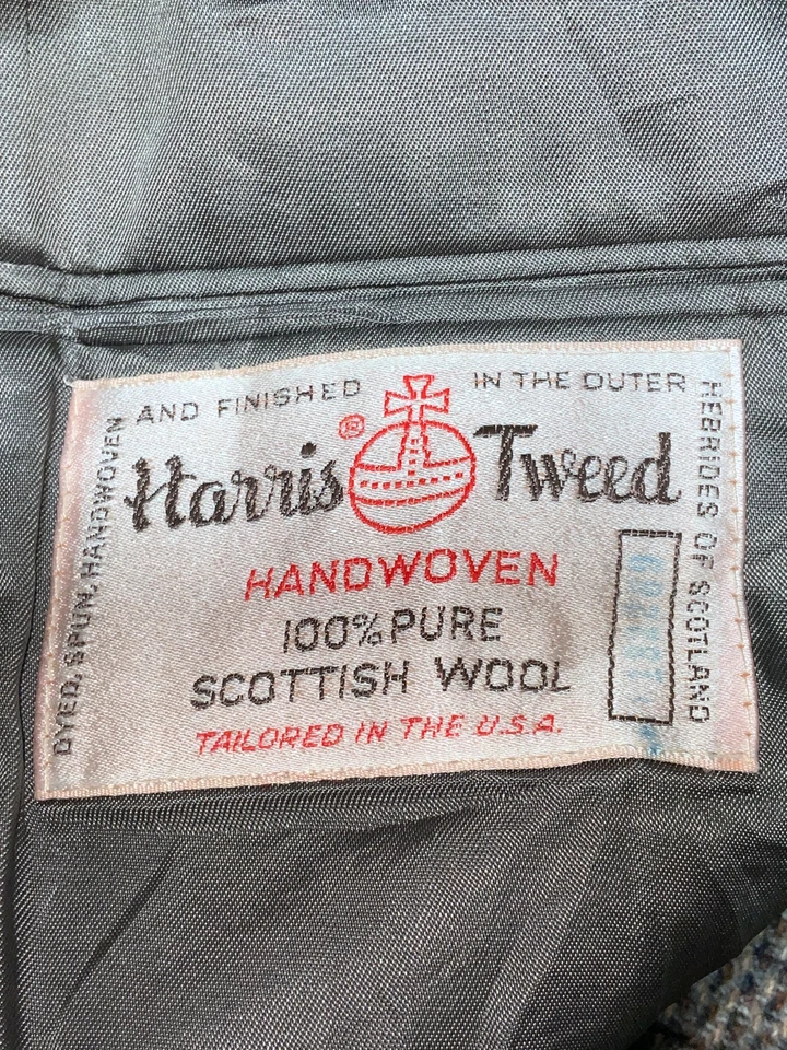 Chaqueta Blazer Harris Tweed Tejida a Mano Lana Escocesa De Colección Mediana Abotonada Años 80 Foto 3 de 3