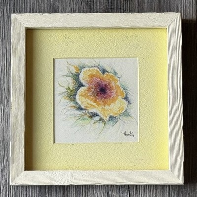 VTG Watercolor Framed  Wall Art Floral Original Signed Austin Cottagecore Shabby