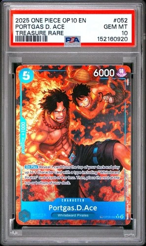One Piece Portgas D Ace Treasure Rare OP10 OP08-052 PSA 10 Gem Mint