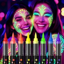 8-color luminous body painting, UV neon face painting pen, luminous face paintin