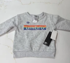 Vintage 90s Umbro Baby Toddler Pullover Crewneck  Rainbow Logo Sweatshirt Gray