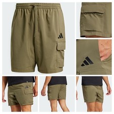 Adidas 2XL Men's Cargo Shorts Olive Green/Black Drawstring Lifestyle  JD1827 New