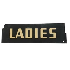 Vintage Porcelain Ladies Restroom Sign Double Sided Flange Blue White