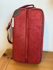 Picnic at Ascot Insulated Wine Tote Cooler for Two Red Faux Suede