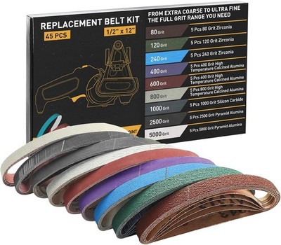 45 Pcs 1/2'' x 12'' Replacement Sharpening Belt Kit for Official Work Sharp... 