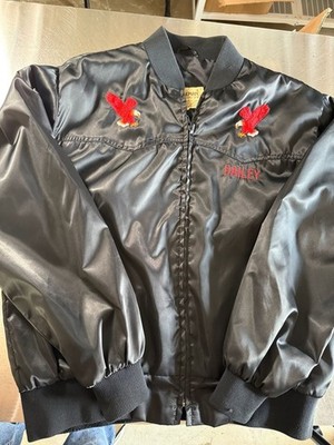 Vintage Ely Cattleman D Bar B Ranch Beaumont Texas Satin Bomber Jacket XL