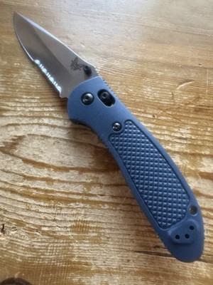 Benchmade Griptilian 551 Partial Serrated Blue Handle D2 Steel Pocket Knife
