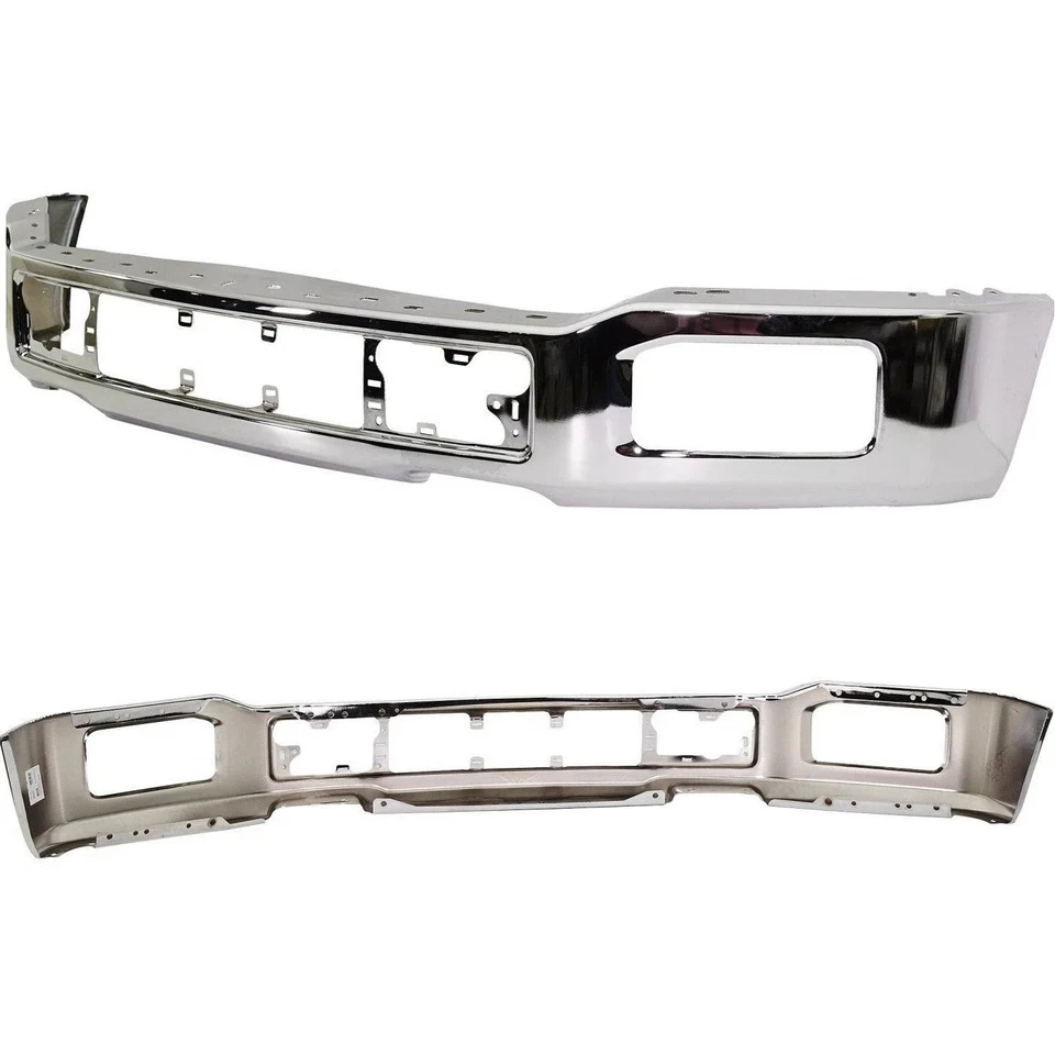 Front Bumper Cover Face Bar Chrome W/Fog Light Hole For 2018-2020 Ford F150 - Image 4 of 4