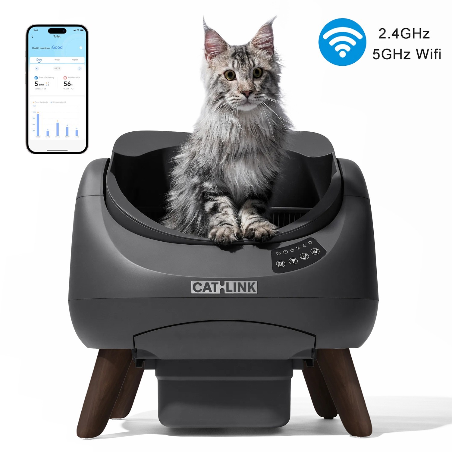 CATLINK Automatic Litter Box App Control 5G & 2.4G WiFi Open Top 12L