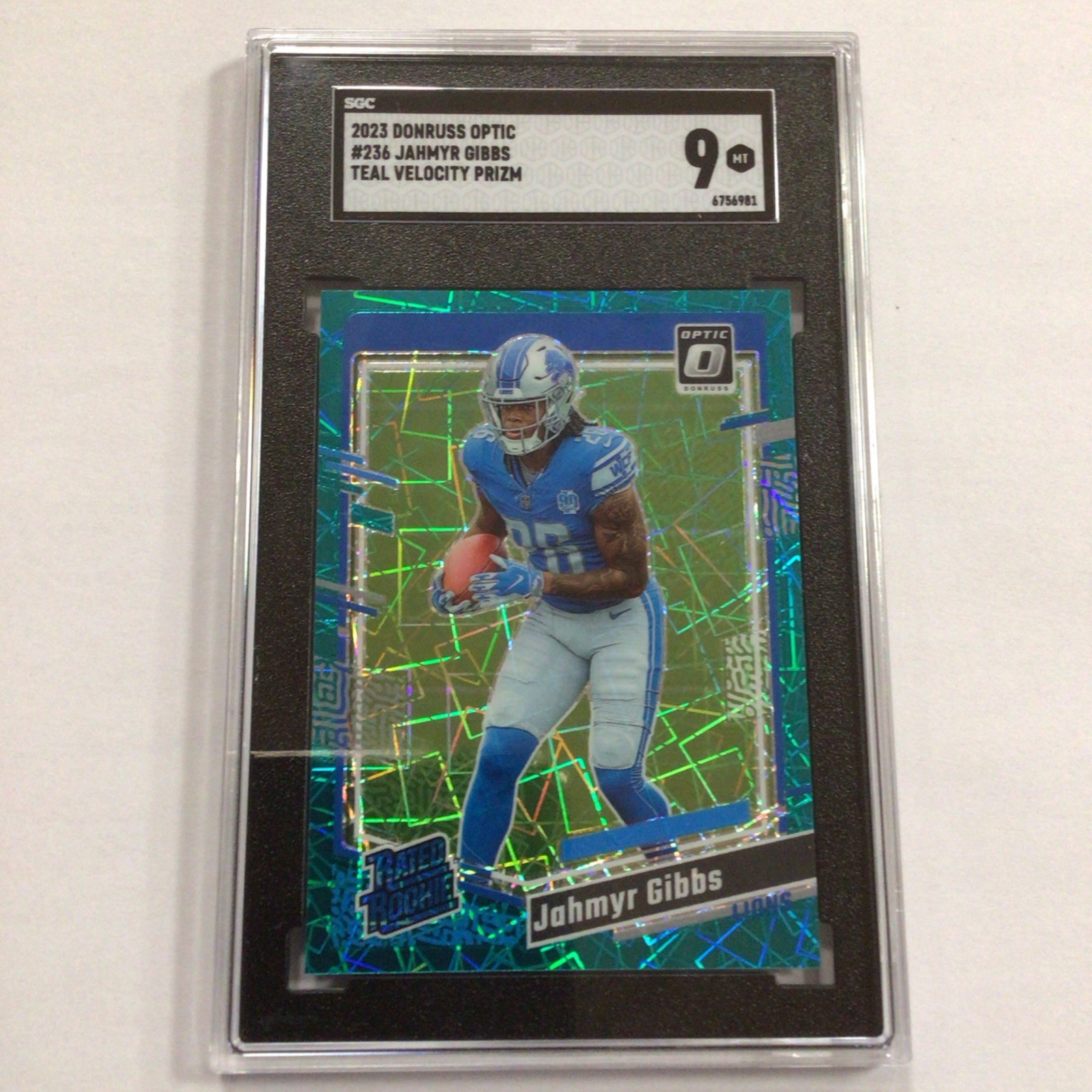 2023 Panini Donruss Optic - Rated Rookie Jahmyr Gibbs #236 Teal Velocity Prizm
