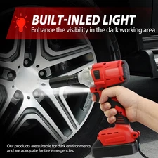 Cordless Impact Wrench Set 1/2" 1000Nm High Torque Brushless Drill 2 Battery