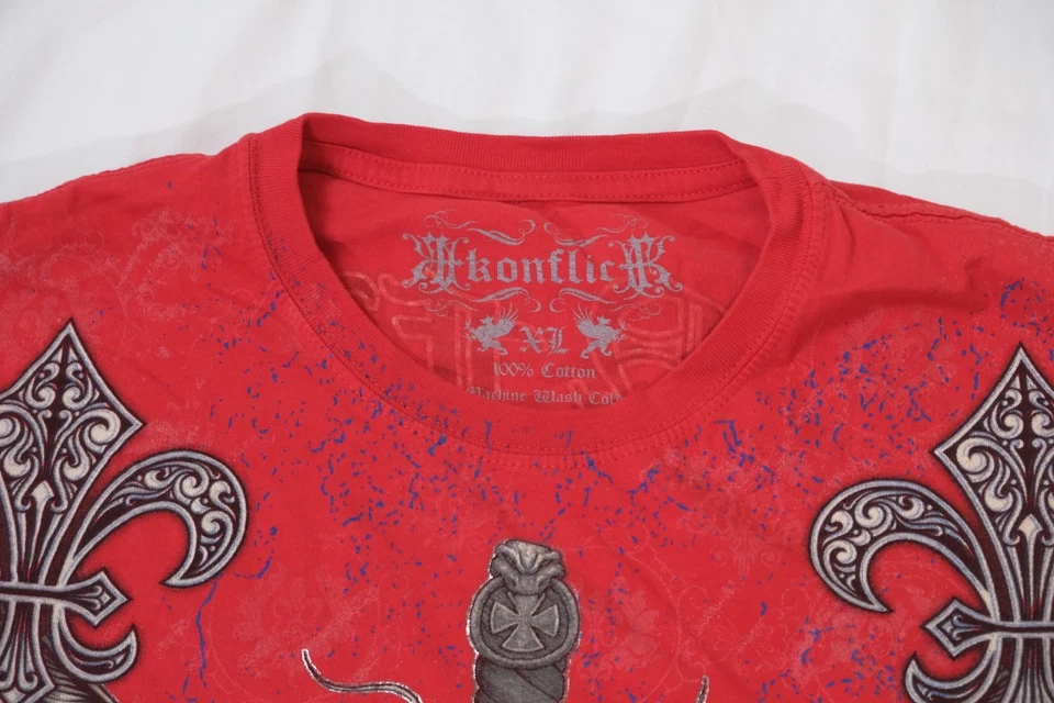 Konflict  Winged Sword Graphic T-Shirt Red Size Extra Large - Image 4 of 4