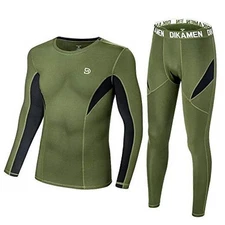 Men's Thermal Underwear Fleece Lined Performance Fleece Tactical Medium Green