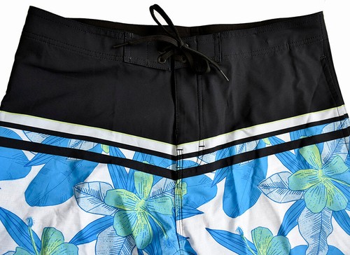 Burnside Gray & Blue Floral Swim Trunks Men's Size 32 Unlined Board Shorts, NWT - Picture 3 of 8